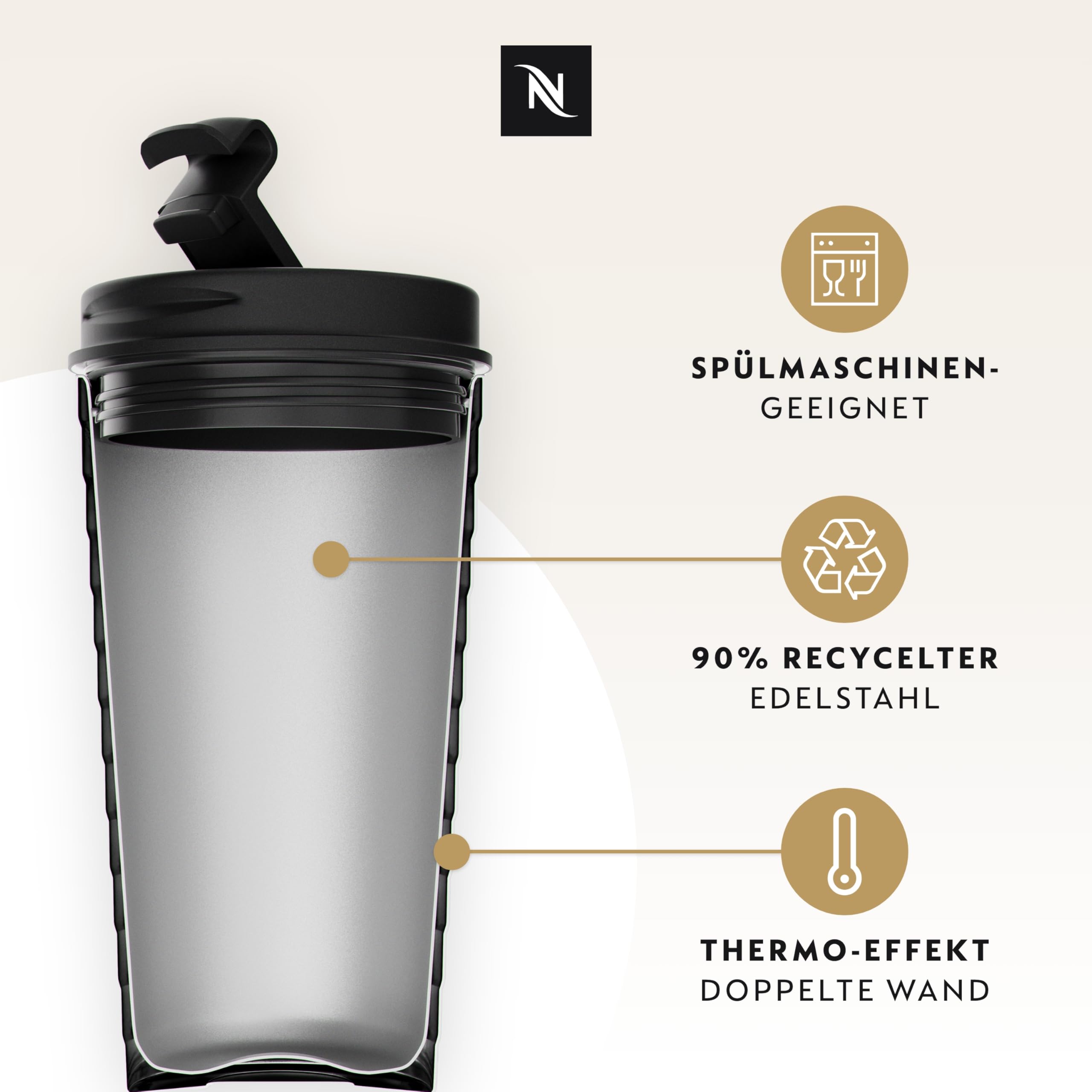 Nespresso TOUCH Travel Mug Thermobecher Silber 345ml