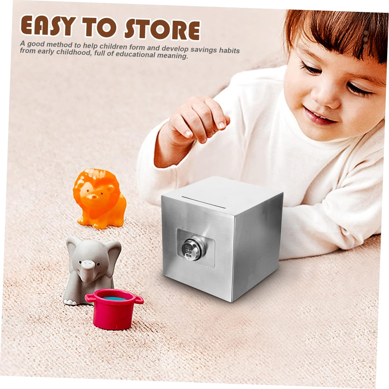 1pc Piggy Bank for Boys Girls Boys and Girls Money Bank Savings Stainless Steel