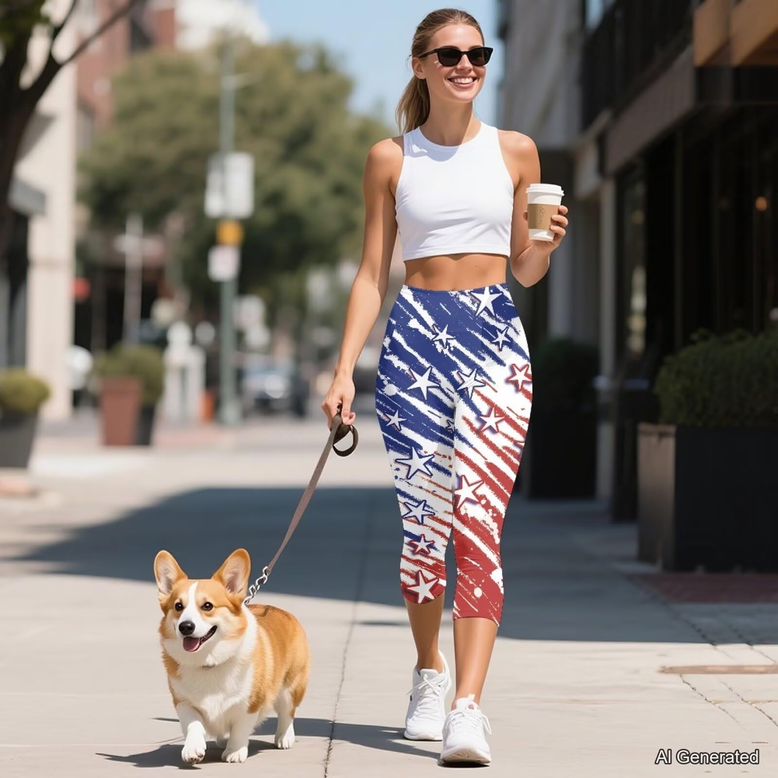 Legging de yoga capri taille haute avec poches pour femme - Contrôle du ventre - Pour entraînement et course à pied - Grande taille