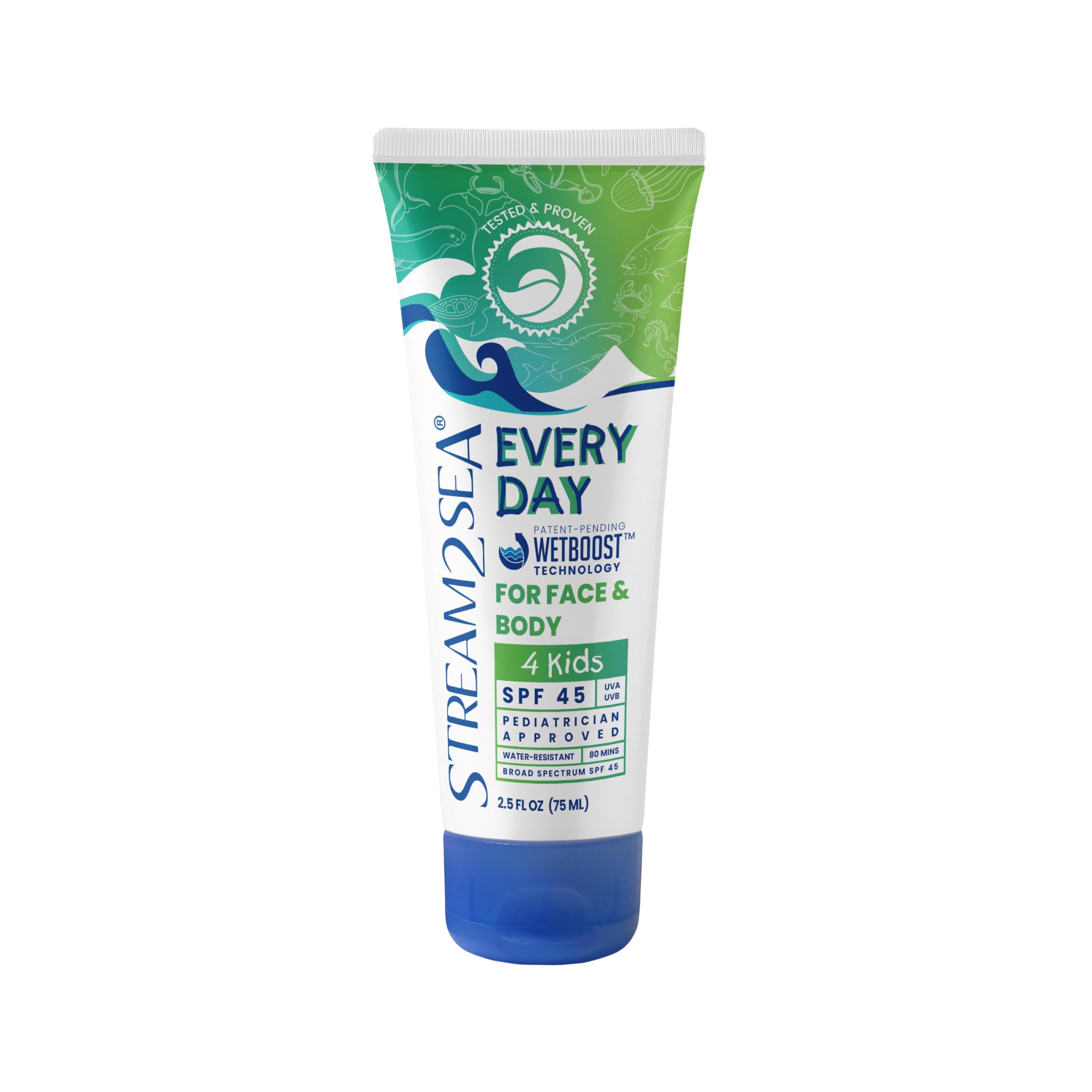SPF 45 Every Day Kids Mineral Sunscreen | 75 ml Biodegradable, Paraben Free & Reef Safe Sunscreen for Face & Body for Kids | Non-Greasy, Lightweight & Sheer Mineral Protection Against UVA & UVB