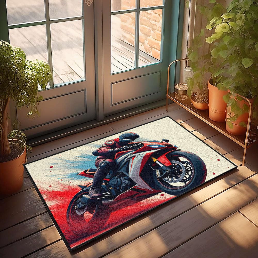 Paillasson rider speeding 50x80cm tapis de cuisine antidérapant moto