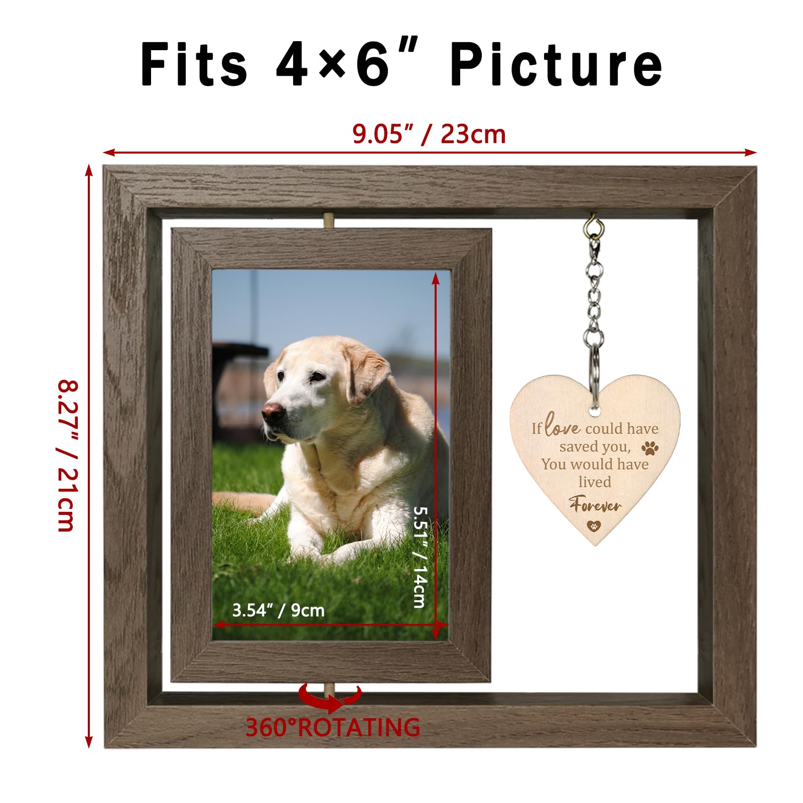 Pet Loss Sympathy Gift - Light-Up Memorial Frame For Dogs, Holds Two 4x6 Photos, Vintage Brown