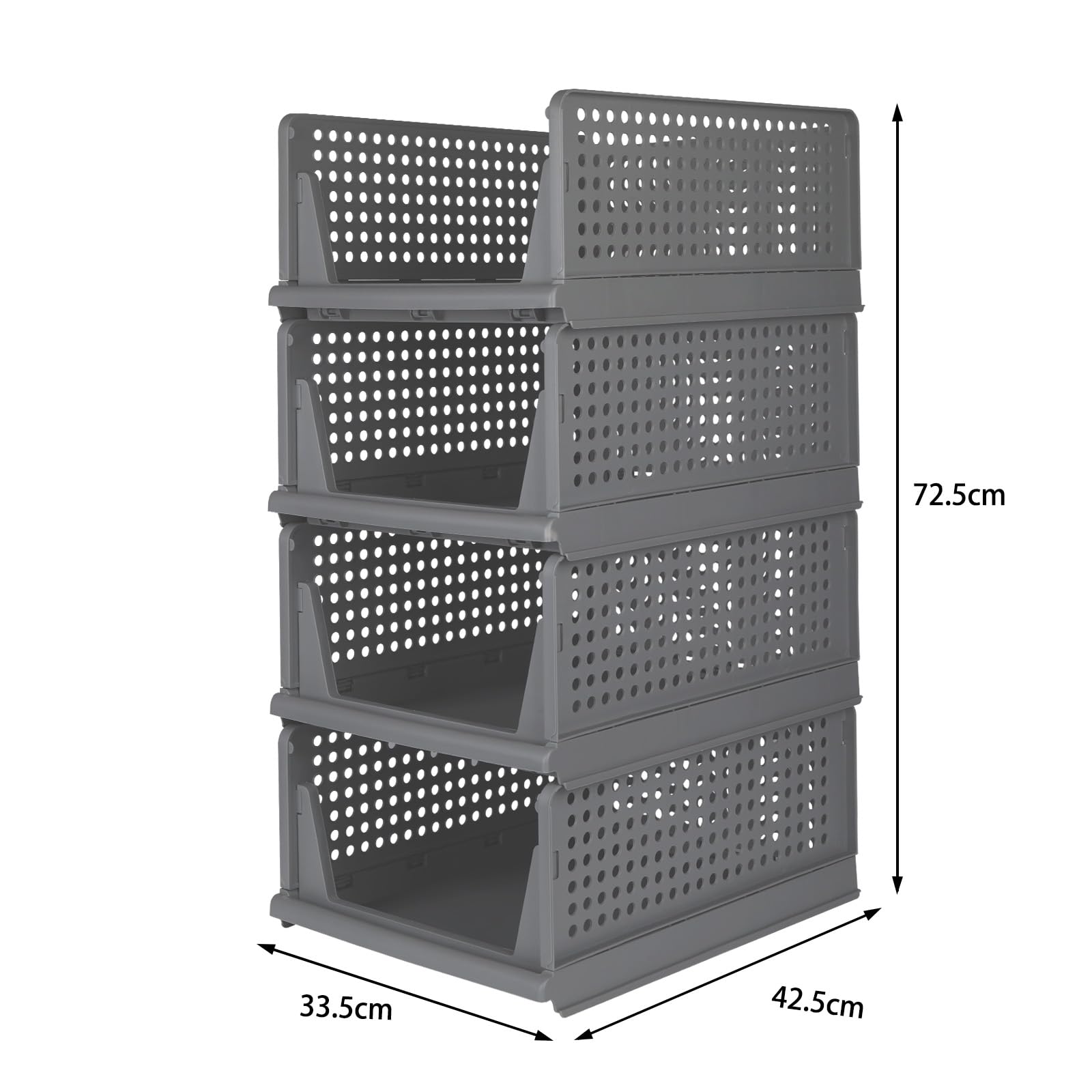 Organizador Armario Apilable, Cajones Extraíbles para Armarios, Cajas Almacenaje Ropa de Plástico, Organizadores de Ropa para Dormitorio, Cocina y Baño(33.5 * 43 * 72cm-4Gris)