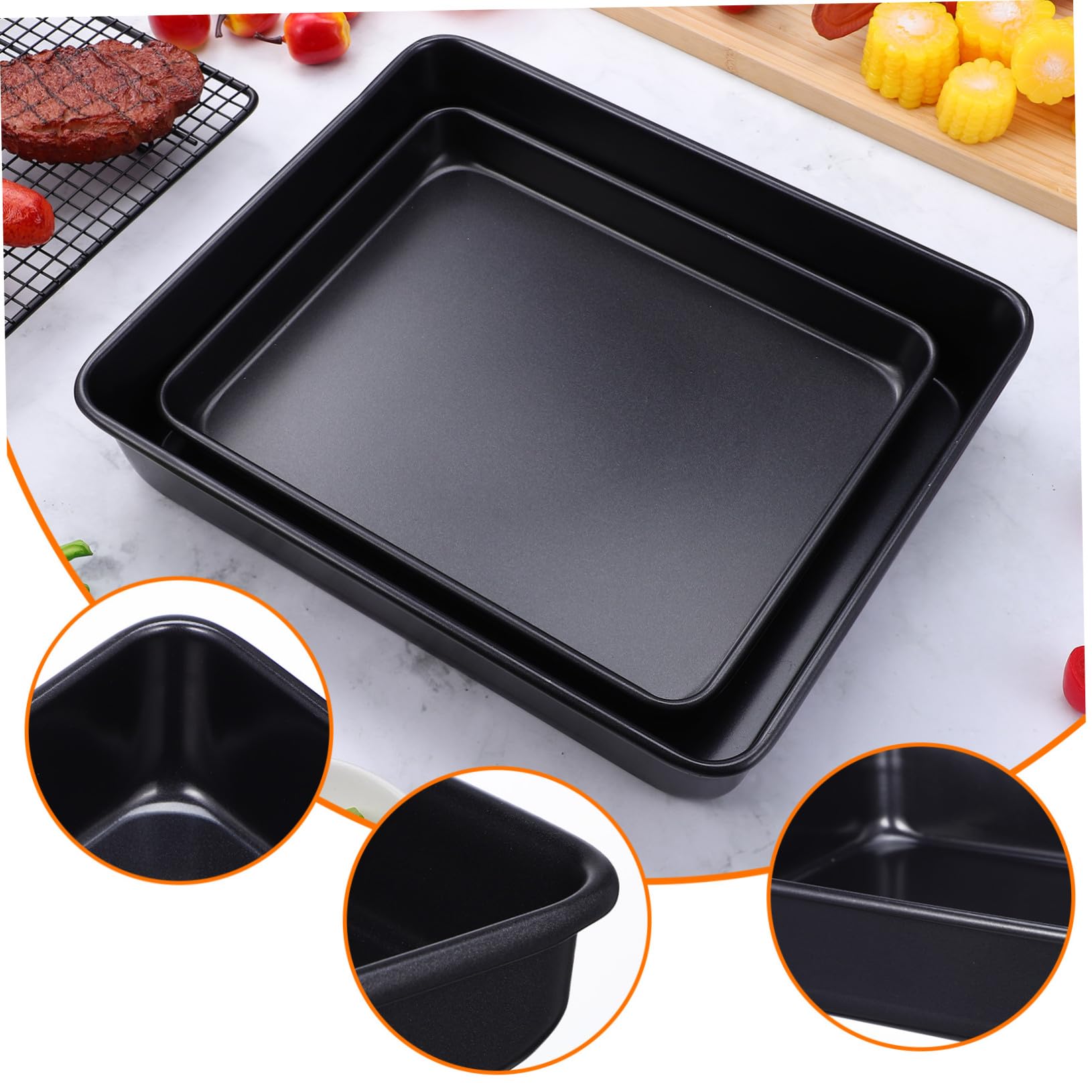 2 Stück Teiliges Backblech Edelstahl Hitzebeständig und Verzugsfrei Vielseitig für Backofen und Grill Antihaftbeschichtet Große und Mittlere Leicht Stapelbar und Langlebig für