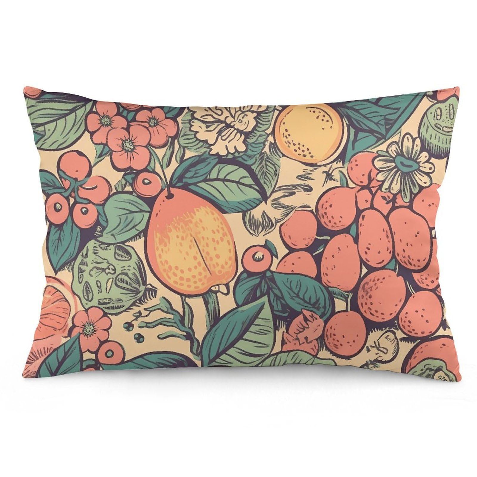 2 Pack Pillow Cases for Hair and Skin, Soft Breathable Pillow Case Covers with Hidden Zipper, Different Fruits Pillowcase 12 "x20 Pillow Covers for Sleeping Gift