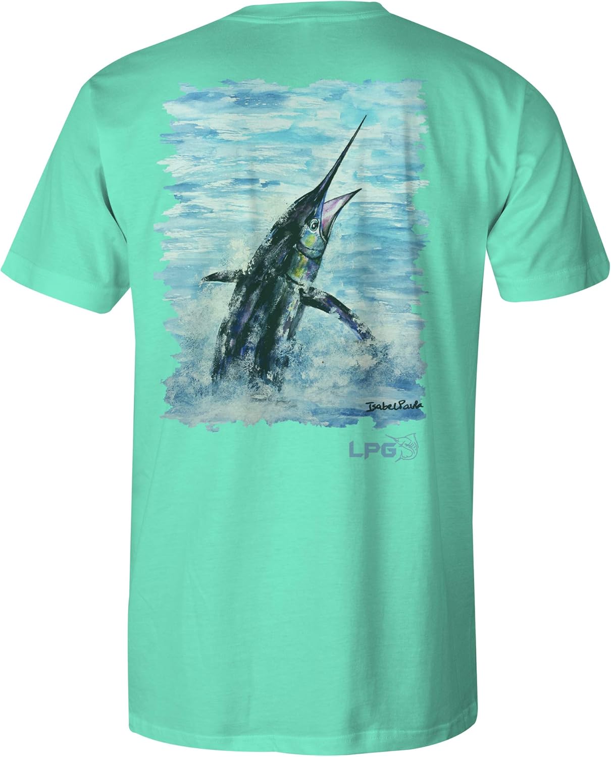 Pacific Fly Marlin Unisex Cotton Fishing Themed Short Sleeve T-Shirt (Sea Foam, Large)