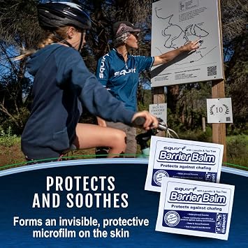 Squirt Barrier Balm for Chafing Relief - Body Anti Chafe Balm for Cycling & Endurance Sports - Water & Sweat Resistant Anti Chaffing Cream for Men & Women - Skin Friction Defense - 10 x 6g Sachets