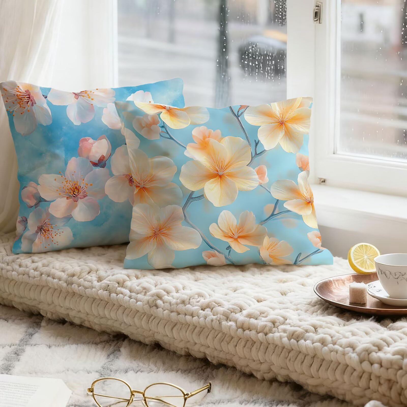 Rosa Funda Cojin 65x65 Flor Funda Almohada 65x65 Cojines Sofa Súper Suave Fundas Cojines Decorativos Fundas Almohadas 4 Piezas Almohada Cervicales y Cuello, para Hogar Cama Salon Decoracion E - 749