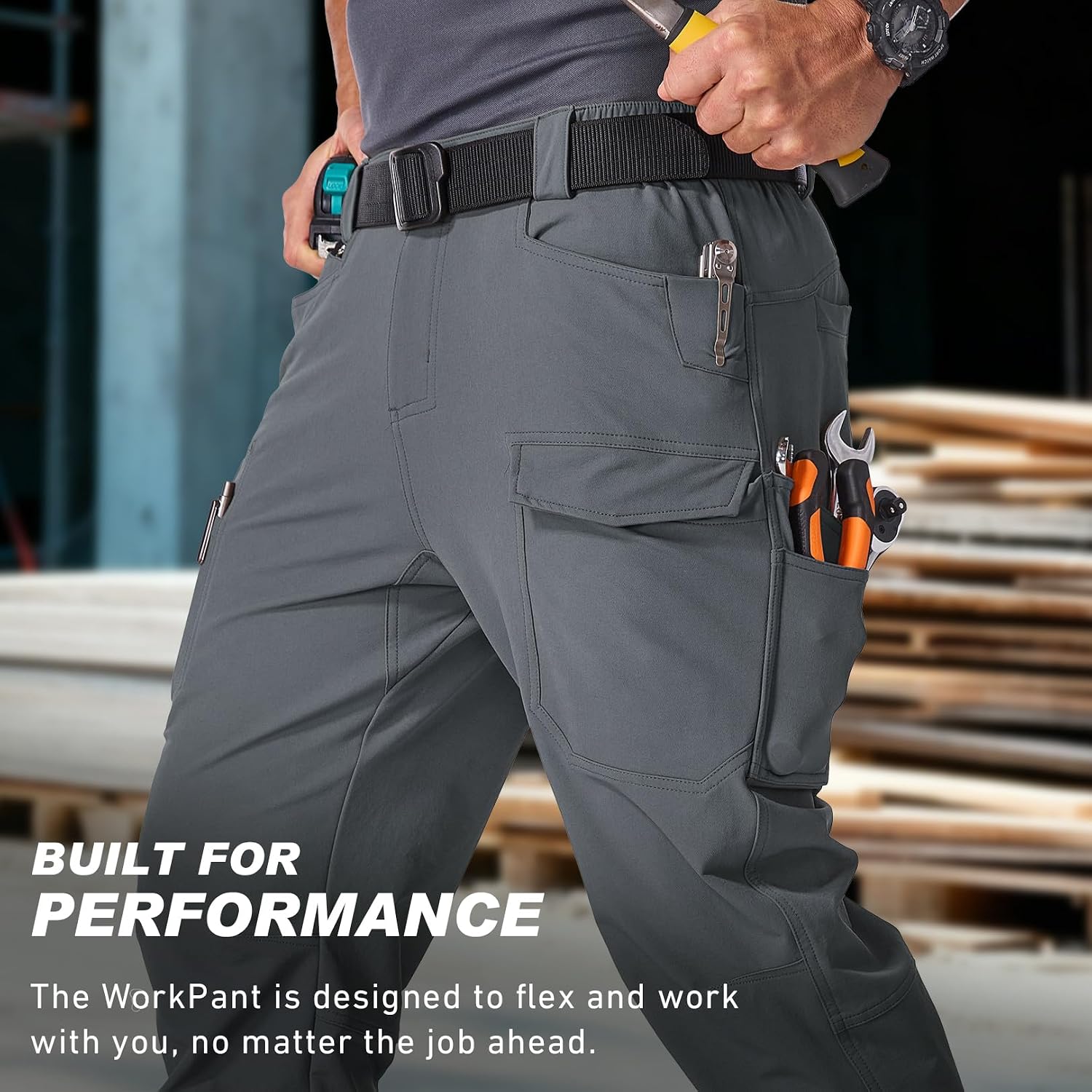 Toomett Men's Hiking Cargo Pants Work Pants Quick Dry UPF 50 Lightweight Travel Safari Multi Pockets