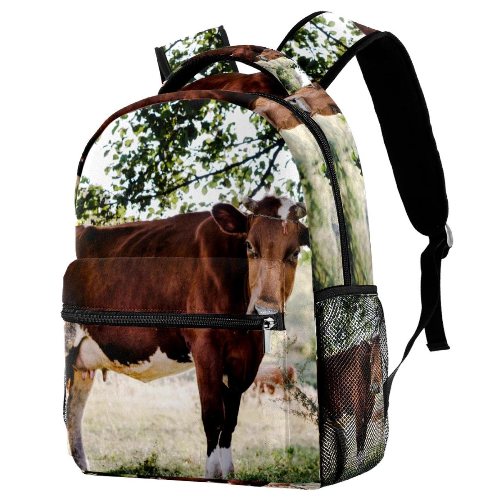 Sac à dos vache multicolore grand format 40cm avec motifs bétail champêtre