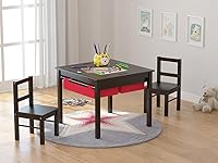 Vista 2 de UTEX - Juego de mesa de construcción para niños 2 en 1 de madera con dos sillas y cajones de almacenamiento, y placa empotrada compatible