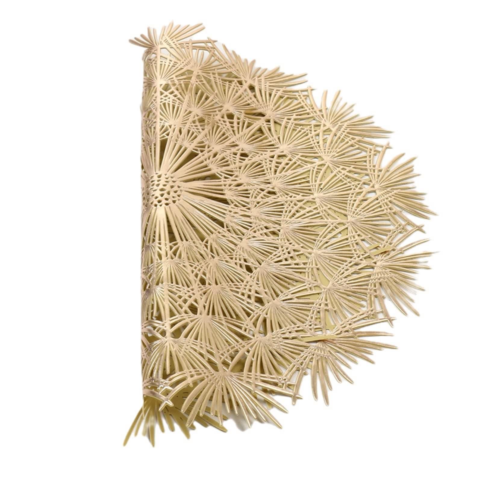 Salvamanteles de mesa dorados, manteles individuales americanos elegantes, juego de 10 modelos de diente de león de PVC bajoplatos 38 cm