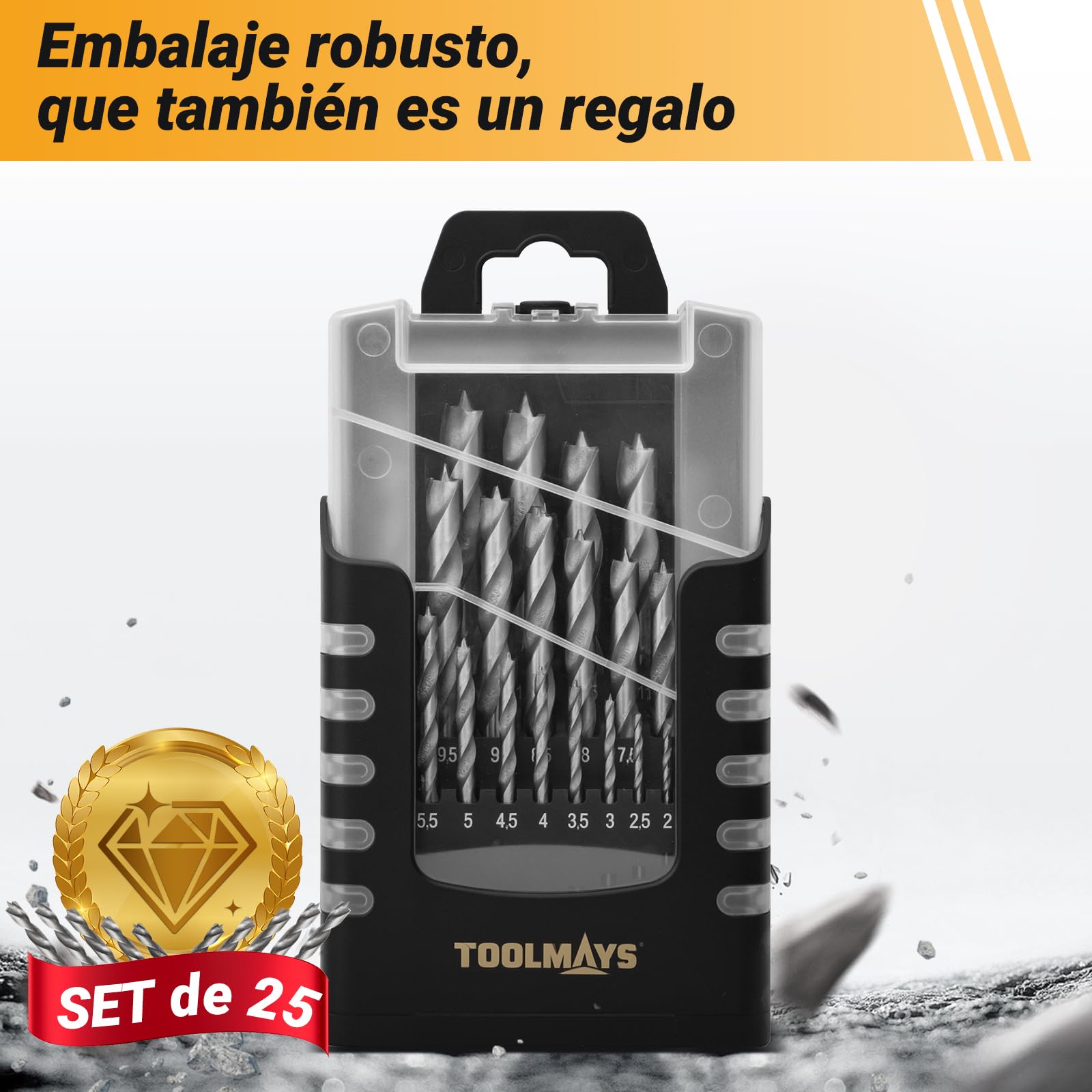 Brocas para Madera HSS-G, 25 Piezas juego broca madera, 1-13 mm Broca para Madera Pasos de 0,5 mm