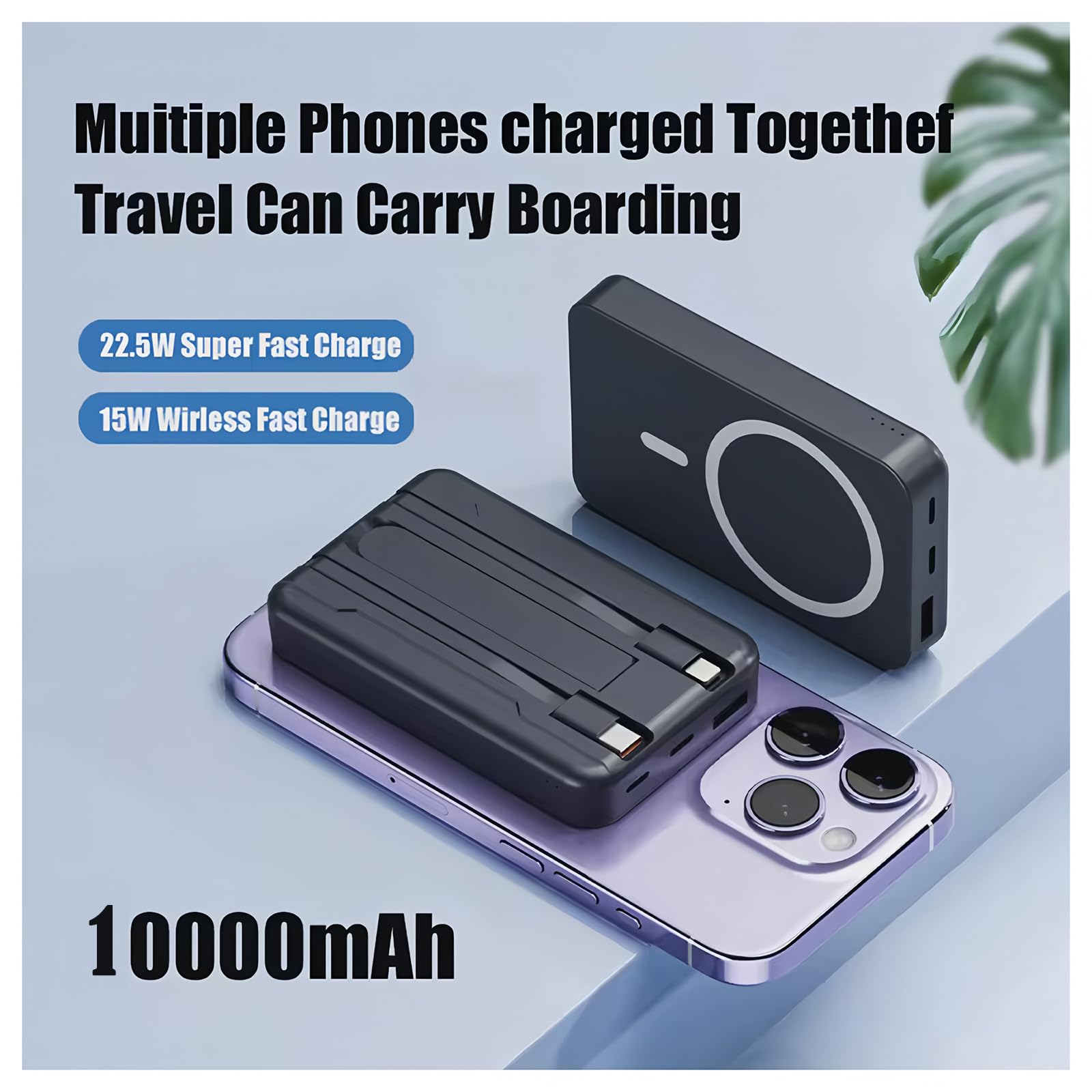 Azmuth Power Bank Magnetic Power Bank 10000 mAh Wireless Power Bank Magnetic 22