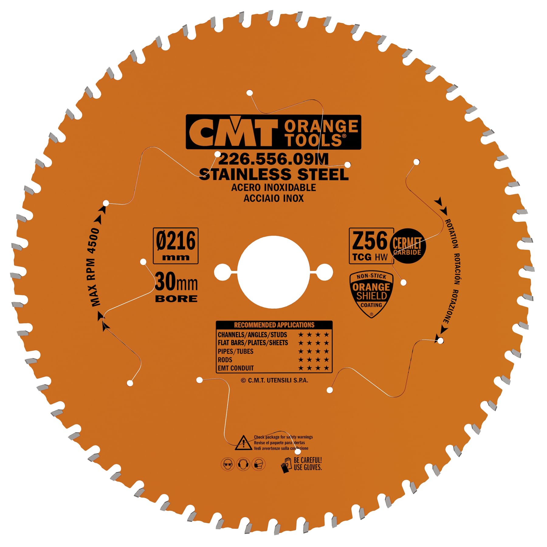 CMT 226.556.09M sierra circular para acero inoxidable hw 216x1,8/1,4x30 z56 tcg
