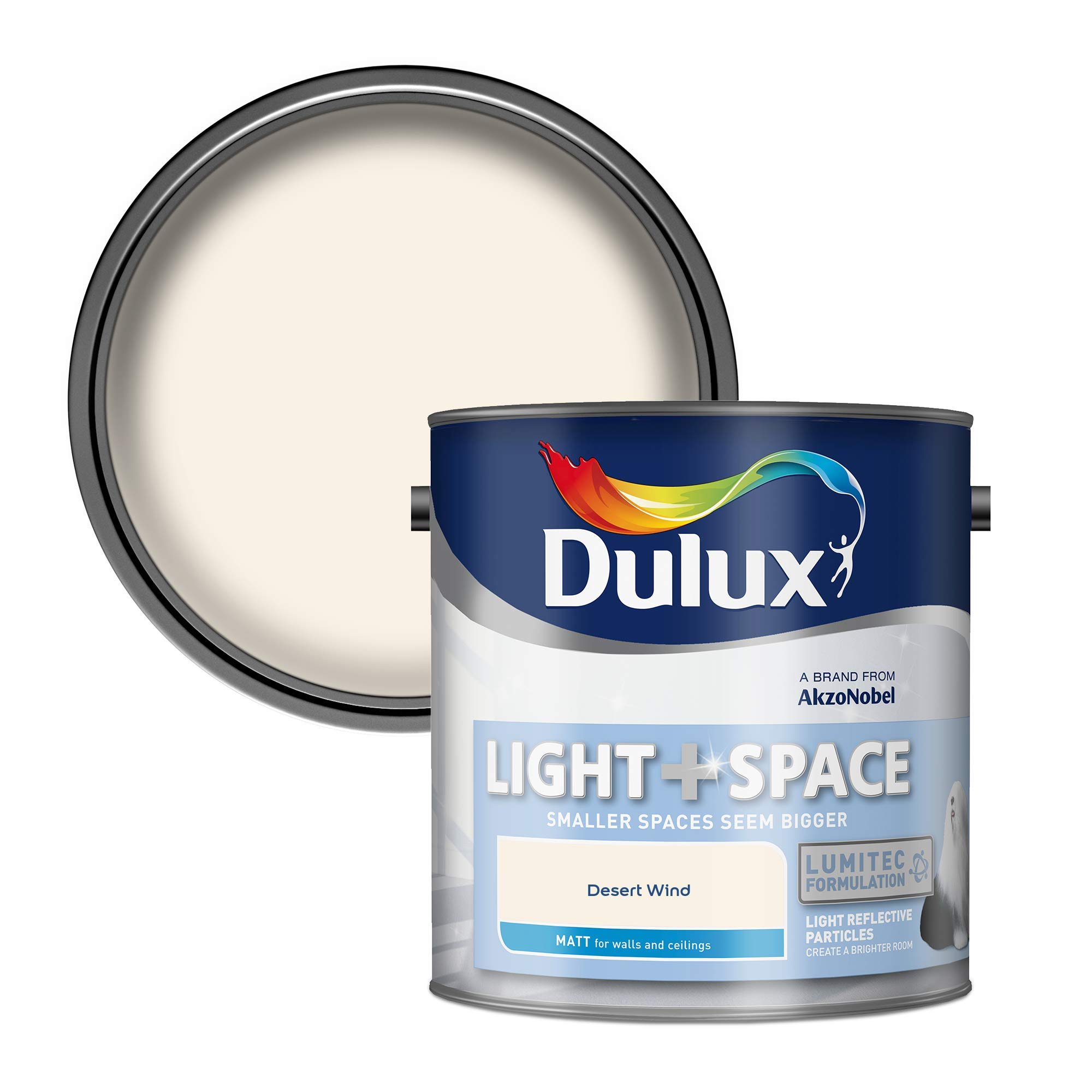 Dulux Light and Space Matt Emulsion Paint For Walls And Ceilings - Desert Wind 2.5 Litres