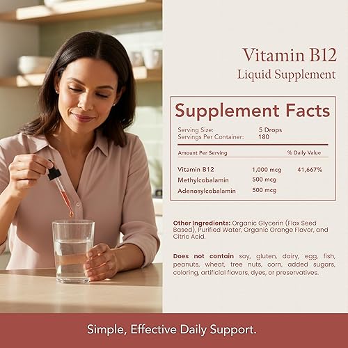 Miniatura 11 de Liquid B12 Vitamina Sublingual – Vitamina líquida totalmente natural vegana B12 gotas – Suplemento sin OGM Adenosylcobalamina metilcobalamina B12