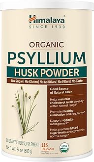 Himalaya Organic Psyllium Husk Powder, Daily Dietary Fiber Supplement, Regularity, Appetite Management, Certified Organic, Non-GMO, No Artificial Colors, Unflavored, 113 Teaspoon Supply, 24 Oz