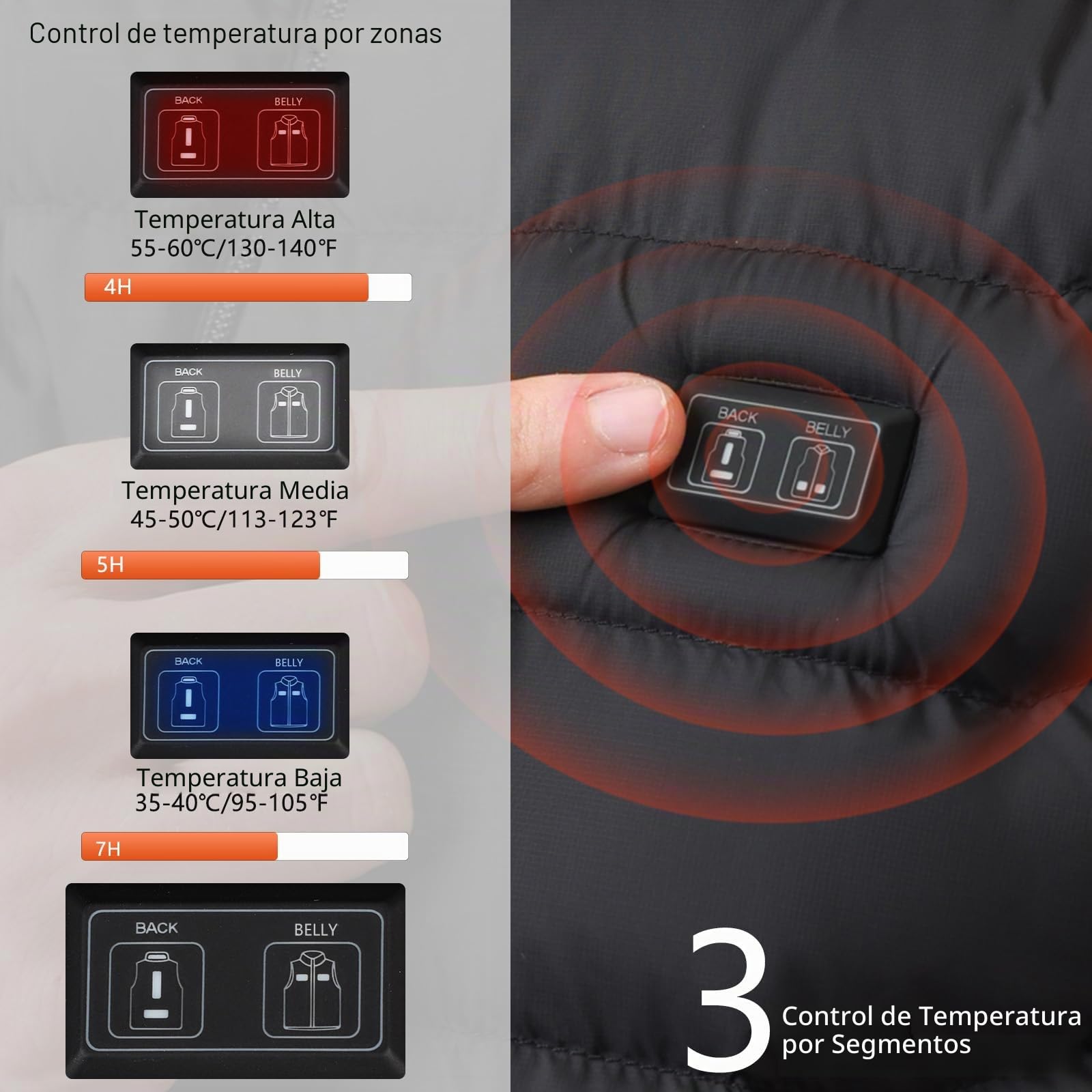 Chaqueta Calefactable Adecuado Para Hombres,con Temperatura Ajustable Chaquetas calefactora con 5 Zonas Ideal para Acampar Actividades al Aire Libre invierno(Negro Herren, XL)