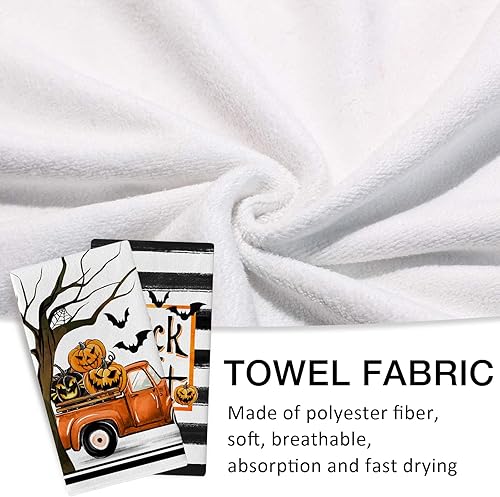Miniatura 3 de Seliem Juego de 2 paños de cocina con texto en inglés "Halloween I Smell Children" para niños, toallas de mano Sanderson Sisters, escoba de bruja