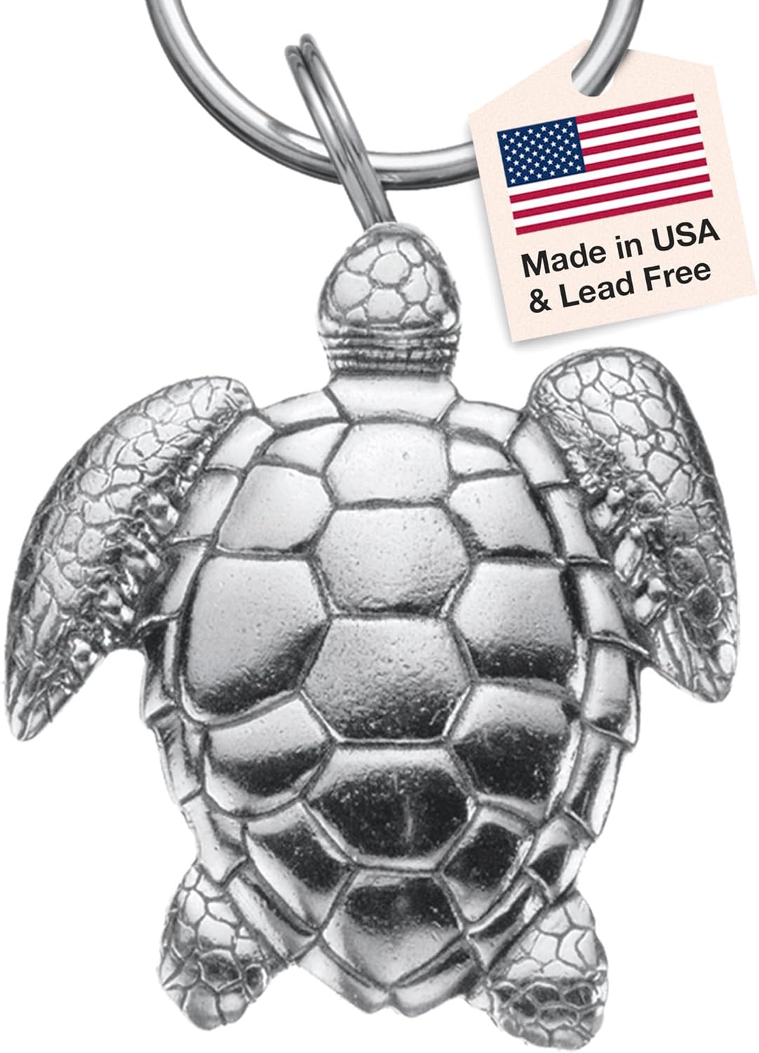 DANFORTH – Sea Turtle Keychain, Handcrafted Pewter Beach Keychain – 2”, Made In USA