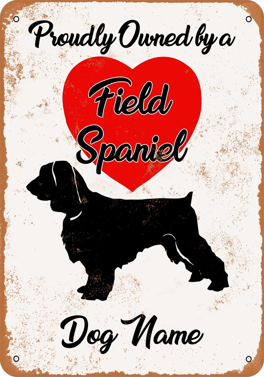 Miaomansenstore Metal Sign - Custom Dog Name - Field Spaniel - Vintage Look Home Decor