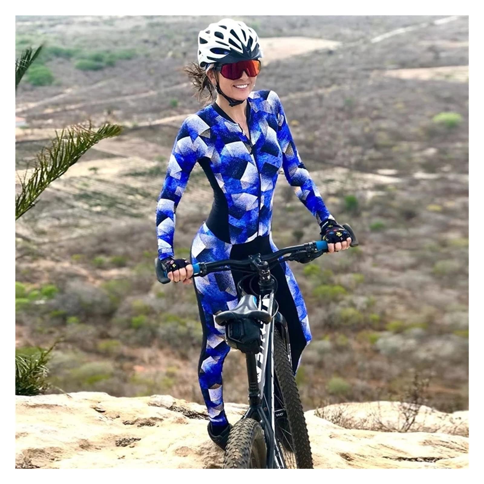 Damen Radtrikot Einteiler - Langarm Fahrradanzug Mit Taschen | Schnelltrocknend & Atmungsaktiv