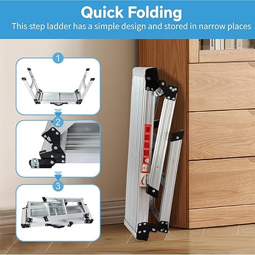 Vista 9 de LEADALLWAY Plataforma de trabajo de aluminio de 30 x 12 x 20 pulgadas, plataforma de aluminio plegable resistente, capacidad de 330 libras