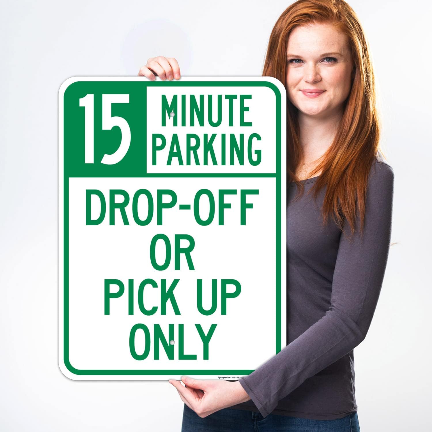 Dropoff Or Pickup Only 15 Minute Parking Sign, 18x24 Inches, Rust Free .063 Aluminum, Fade Resistant, Made in USA