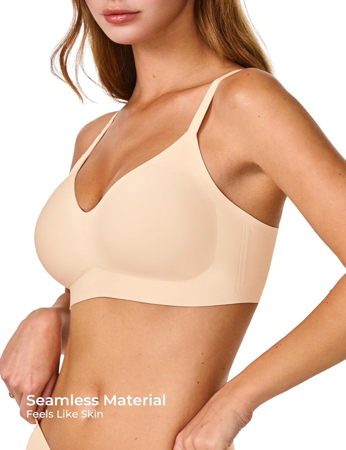Bras for Women, No Underwire Full Coverage V Plunge Bra Wireless Seamless Comfort Bralette T-Shirts Everyday Bras - Image 3