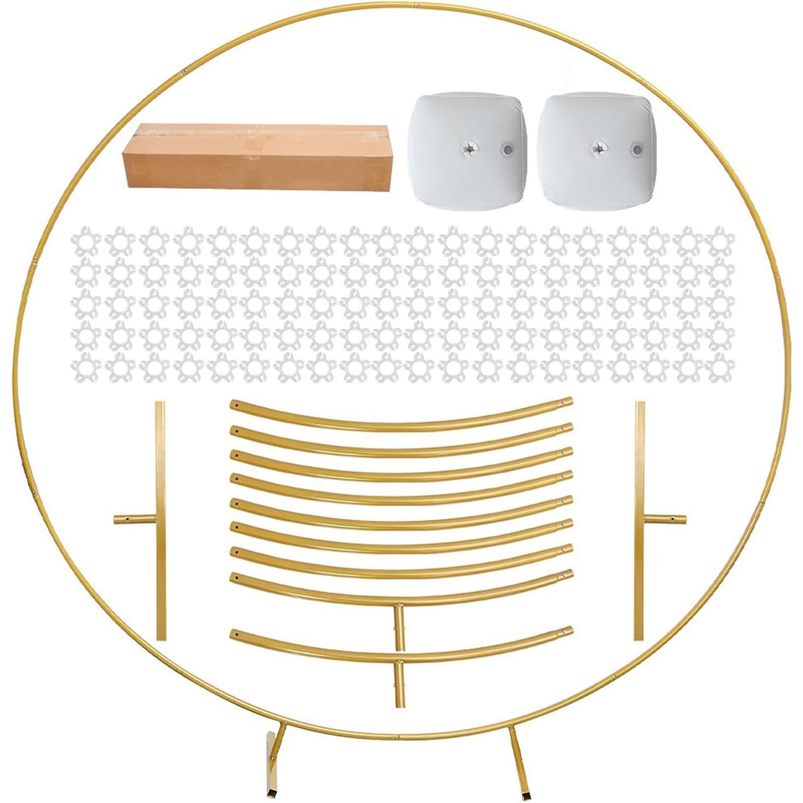 Arco rotondo per matrimonio, supporto circolare in metallo, 2,2 m, cornice dorata per matrimoni, compleanni e decorazioni per doccia, elegante pergolato da giardino per eventi speciali.