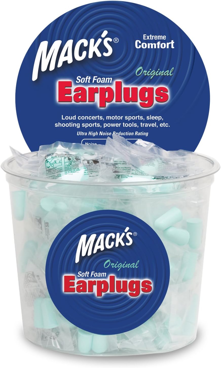 Mack's Original Soft Foam Earplugs -100 Pair - Individually Wrapped - 32dB Highest NRR, Comfortable Ear Plugs for Sleeping, Snoring, Work, Travel and Loud Events