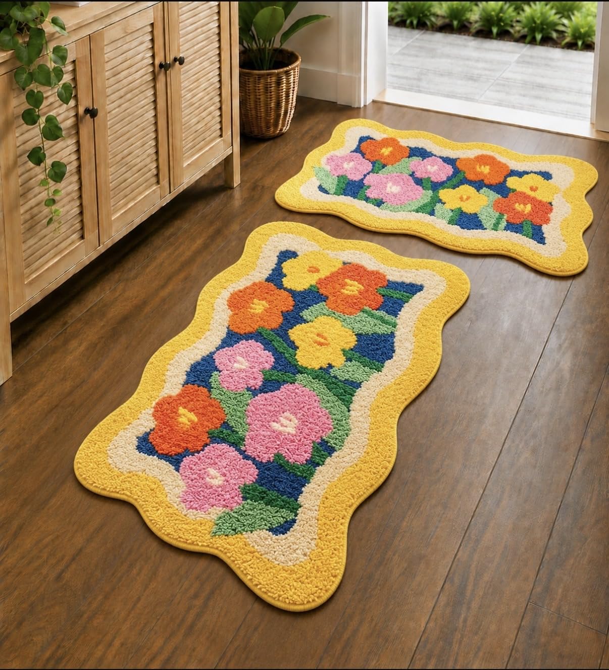 Roseate Lily Super Soft Anti Skid (50x80 cm) Super Absorbent Mats Microfibre 2000 GSM Mat for Bathroom/Bedroom/Kitchen/Door Mat/Floor Mat (Pack of 2)