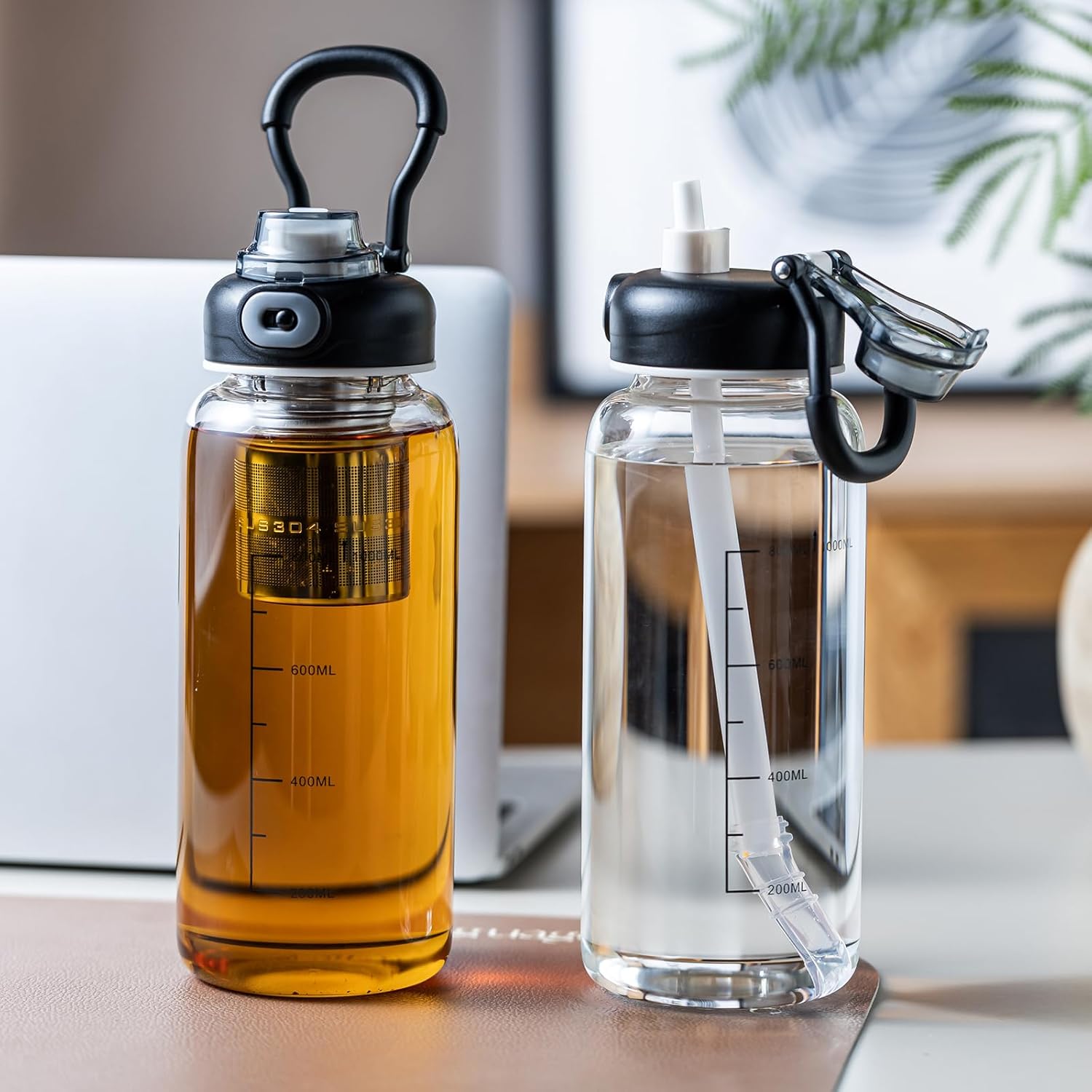 34oz Glass Water Bottle with Straw, Infuser & Protective Sleeve, BPA-Free Large Capacity drinking bottles for Hot or Cold Drinks, Perfect for Gym, Home & Office (34oz 1PCS) - Image 4