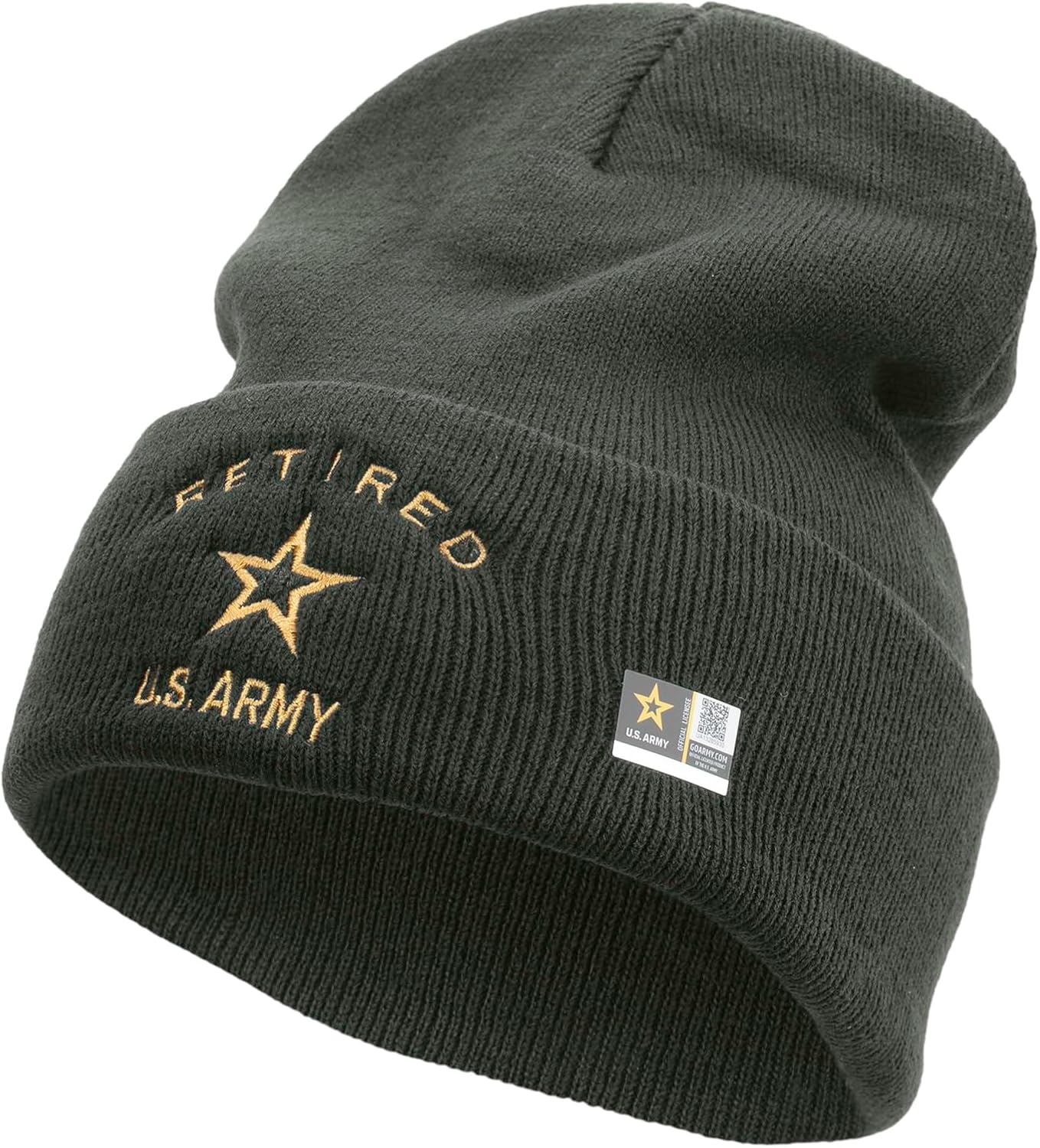 e4Hats.com US Army Retired Military Embroidered 12 Inch Long Knitted Beanie