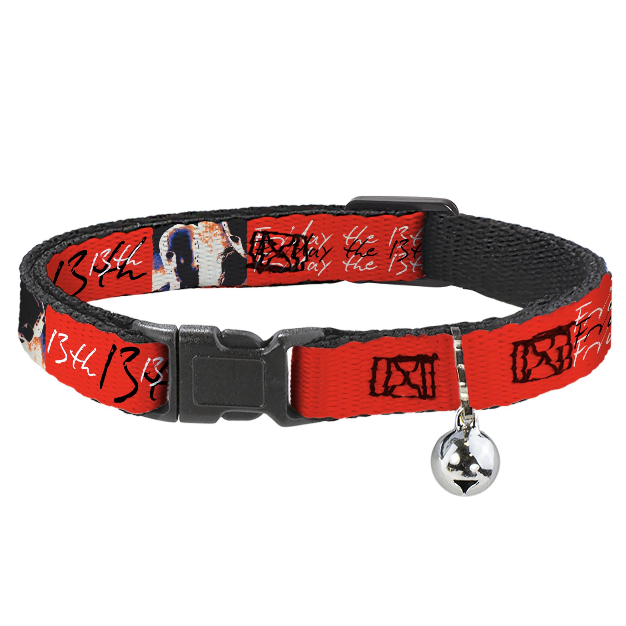 Collier pour chat Warner Bros. Horror, motif Jason Friday The 13th rouge et noir ajustable