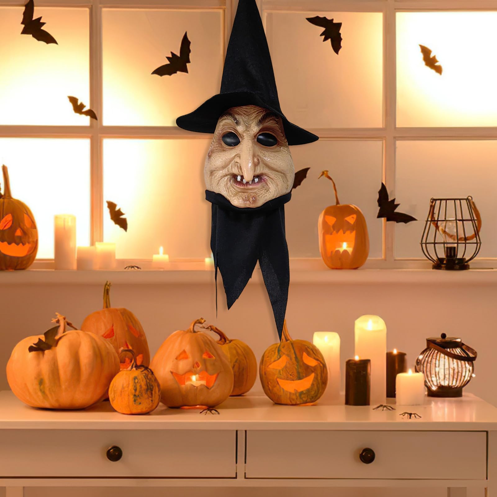 Dekoracje Czarownicy Halloween Straszna Mrugająca Dekoracja Pokoju | Dekoracje Halloween z Oświetleniem i Dźwiękiem do Domu Ogrodu Strasznego Domu Farmy Imprezy