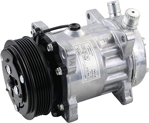 ACTECMAX Compresor universal de AC con correa serpentina negra 6PK SD 7H15 R134A 12V
