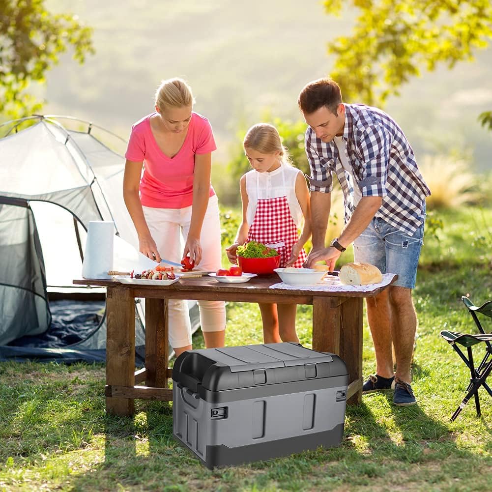 45L Caja de Almacenamiento de Maletero Coche, Organizador Maletero Coche con Cubierta Caja de almacenamiento de plástico plegable para coche para viaje pescar cámping 47 x29 x 29cm(Negro mate)