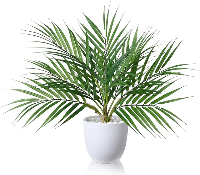 SOGUYI Artificial Plants 40cm Fake Plants Indoor Decorative Artificial Areca Palm Plants Highly Realistic Mini Fake Plants Small Artificial Plants in Pots for Home Decor Indoor(2 Pack )