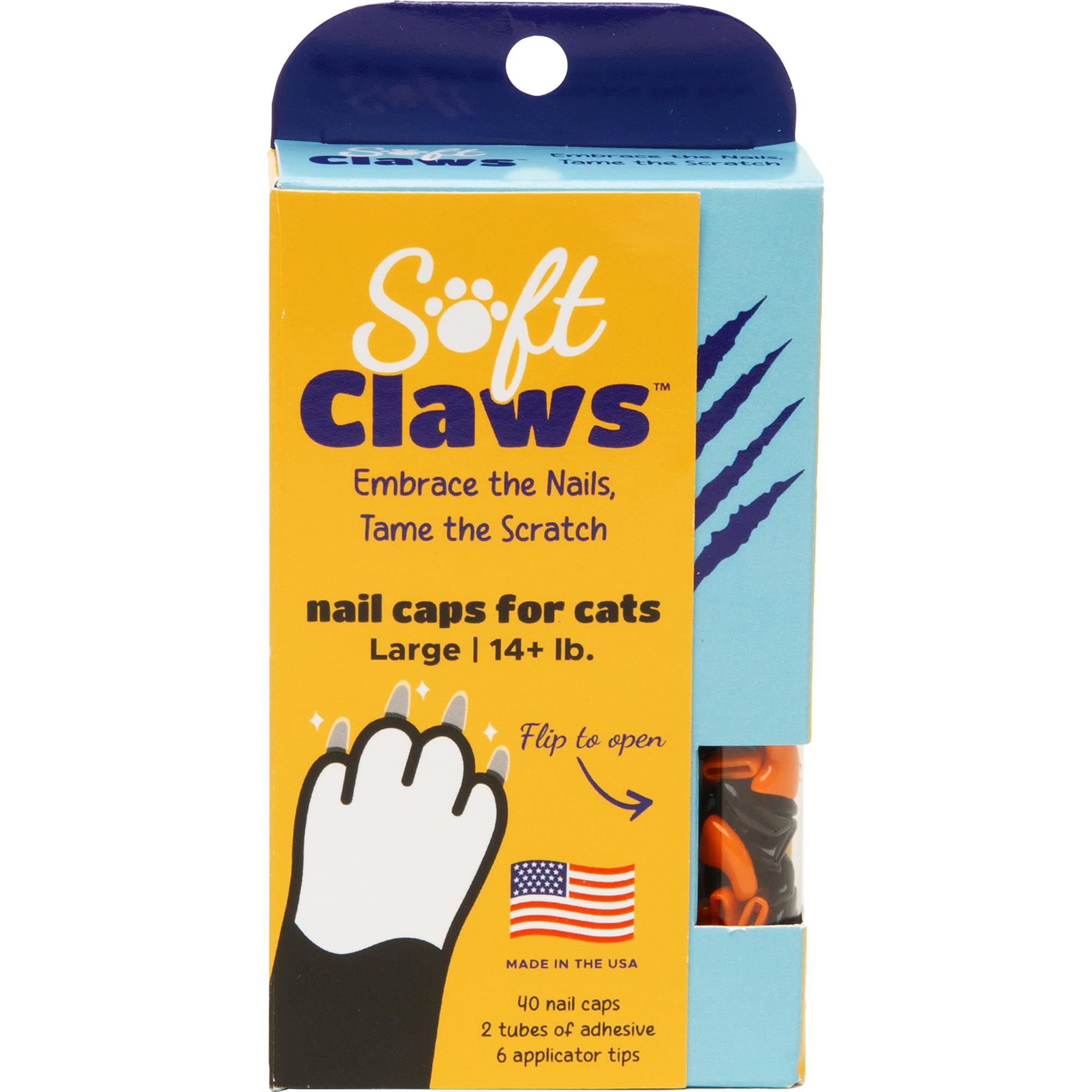 Soft Claws Safe Scratch-Free Solution for Cats - CLS (Cleat Lock System), Size: Large, Color: Halloween (Orange & Black)