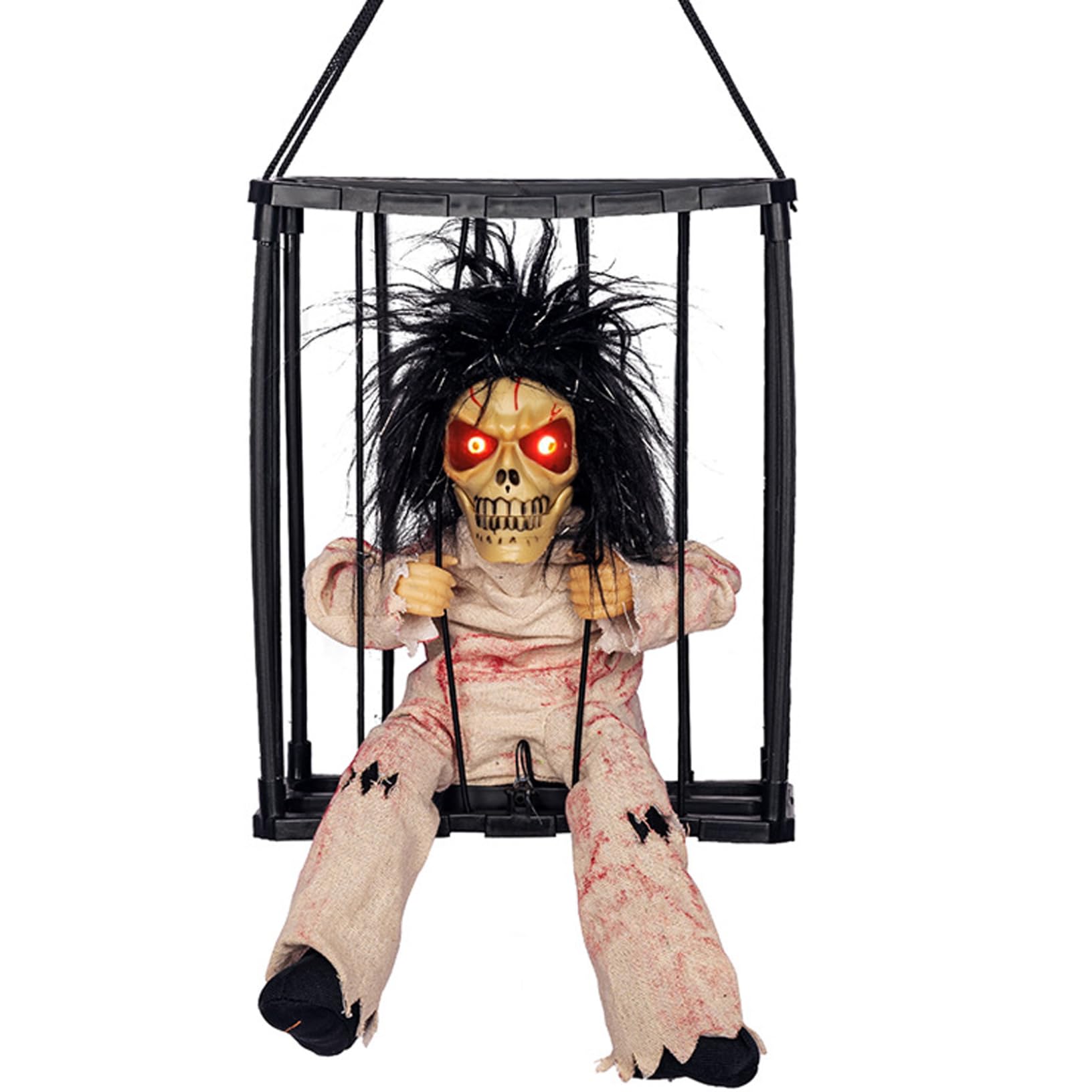 Tsawntd Halloween Animatronics, Motion Activated, Black, 3Ft Hanging Ghost Decorations Halloween Skeleton Hanging Ghosts