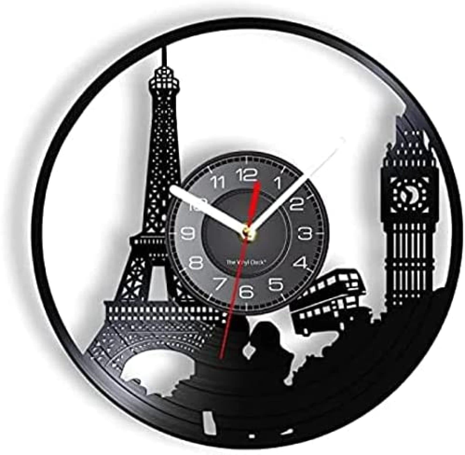 Horloge murale voyage Paris Londres pour sublimer la décoration rétro de votre salon