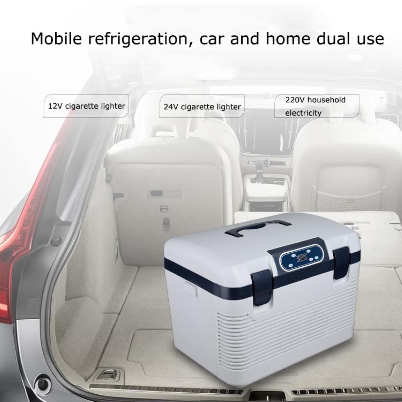 Compresor portátil pequeño refrigerador de coche 12 V/24 V/220 V mini enfriador eléctrico para conducir, viajes, pesca, al aire libre y uso doméstico (tamaño: 19 L)