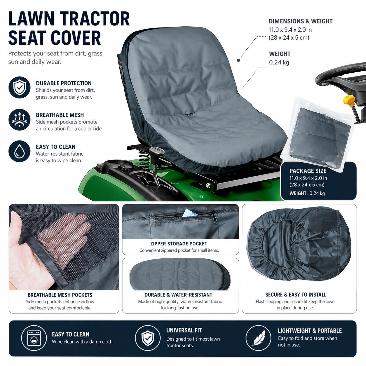 Housse Siège Tondeuse pour John Deere X320, Protection Siège pour Tracteur Tondeuse, Housse Résistante à la Poussière Usage Extérieur pour Riding Mower,C Yellow