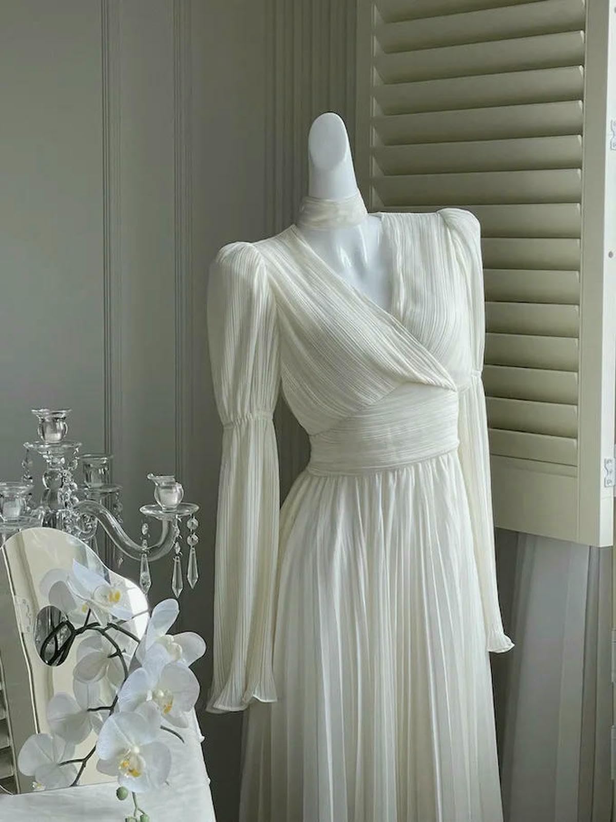Vestiti a Maniche Lunghe Nuovo Elegante Abito Volantico Francese Femminile, di Moda Irregolare Lungo Coreano, da Sera Una Festa Pieghe Fata, Femminile Primaverile