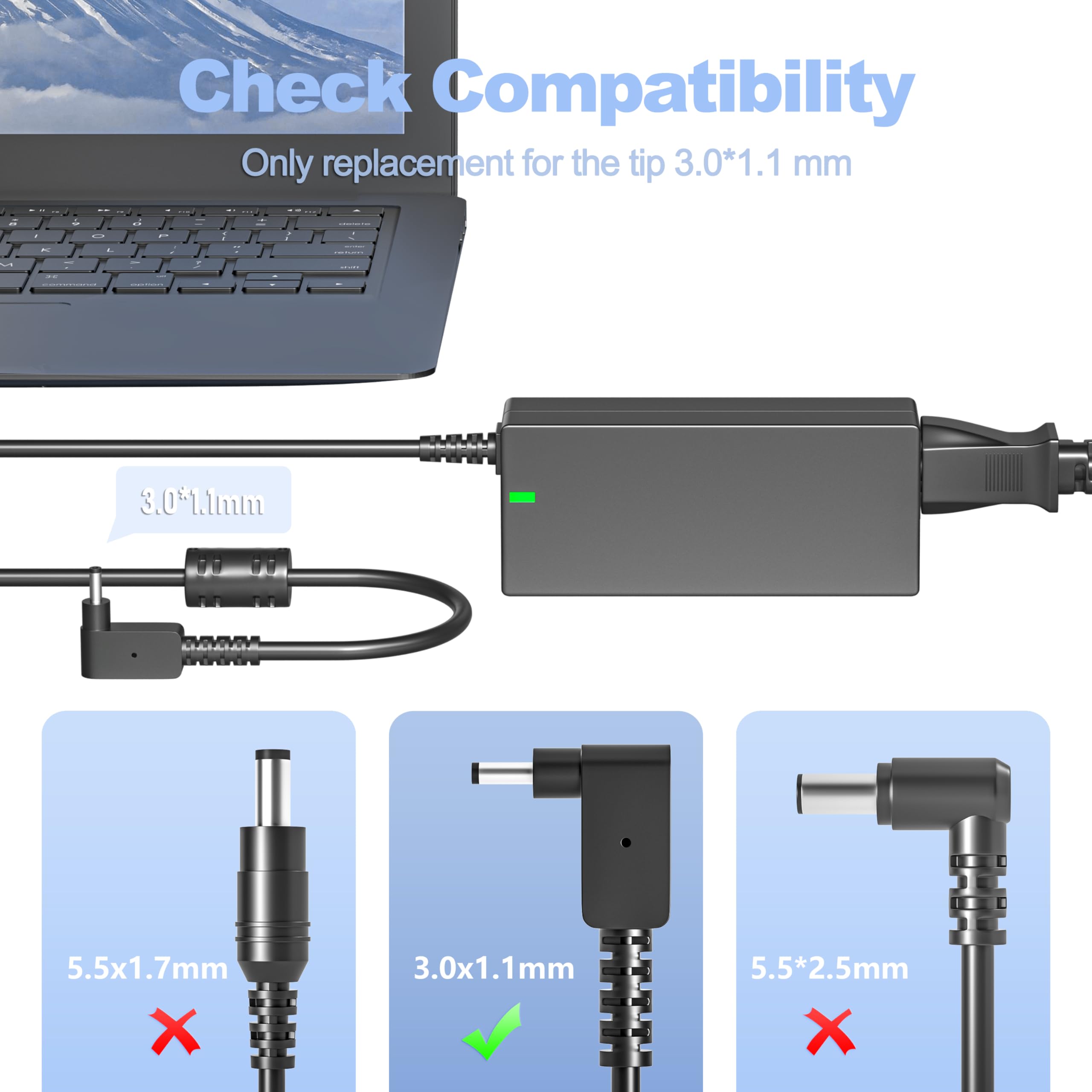 65W Caricatore Alimentatore per Acer Aspire 5 A515-54 A515-55 A515-56 A515-46 Swift 1 3 5 SF113-31 SF114-31 SF114-32 SF314-42 SF314-51 SF314-52 Spin 1 3 5 Chromebook PC Portatile Caricabatterie
