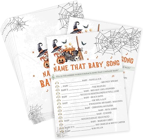 Miniatura 1 de Juego de canción de Halloween con nombre de esa canción, juego de Halloween para baby shower, decoraciones de baby shower, suministros de fiesta de