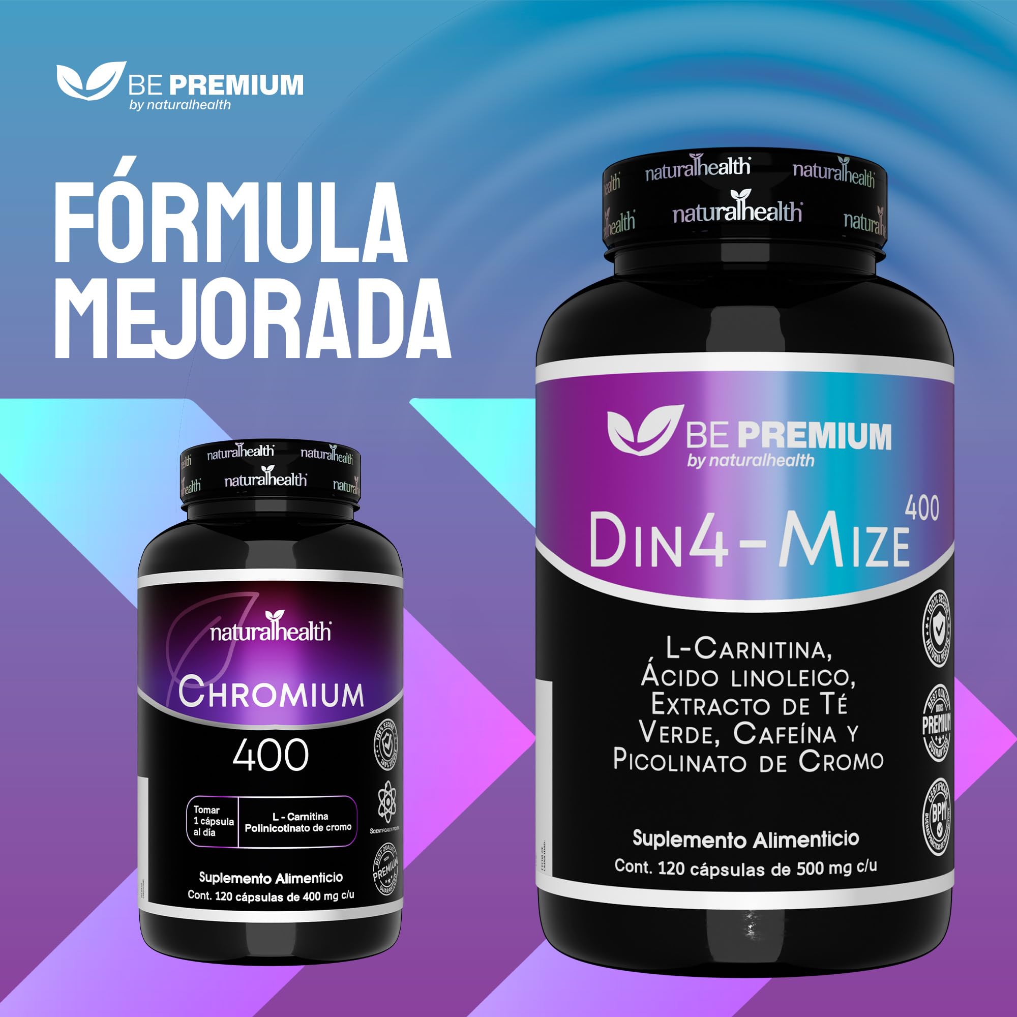 Natural Health DINA-MIZE 400 Pre Entreno en Cápsulas con L-Carnitina, CLA,  Cafeína, Té Verde y Picolinato de Cromo, 120 Cápsulas, 140 mg de Cafeína  por Porción : Amazon.com.mx: Salud y Cuidado Personal