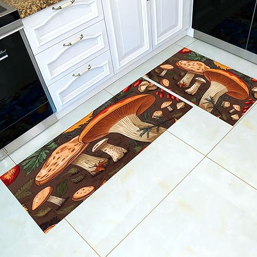 Miniatura 1 de Aesthetics - Tapete de cocina antideslizante con hongos y hongos, tapete de cocina de pie cómodo, tapete de chef de granja